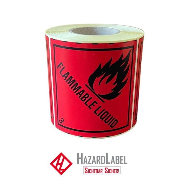 Hazard Label Class 3, 10x10 cm, Paper, FLAMMABLE LIQUID